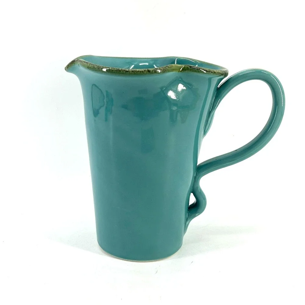 Southern Living At HOME Toscana Collection Teal Earthenware Pitcher Italy 40531